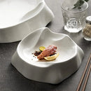 Sculptural White Ceramic Plate For Fine Dining