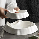 Sculptural White Ceramic Plate For Fine Dining
