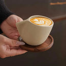 Speckled Ceramic Coffee Cup, Sculpted Handle, for Cappuccino and Latte