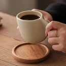 Speckled Ceramic Coffee Cup, Sculpted Handle, for Cappuccino and Latte