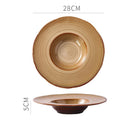 Striped Ceramic Soup Plate, Reactive Glaze, Vintage Style, for Pasta and Salad, 11 in