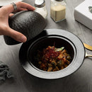 Textured Ceramic Bowl with Lid, Round, for Main Courses and Fine Dining