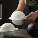 Textured Ceramic Bowl with Lid, Round, for Main Courses and Fine Dining