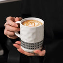 Textured Ceramic Coffee Mug, Crystal Embellished, Tall