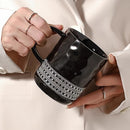Textured Ceramic Coffee Mug, Crystal Embellished, Tall
