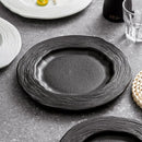 Textured Ceramic Plate with Ripple Rim
