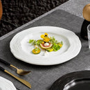 Textured Ceramic Plate with Ripple Rim