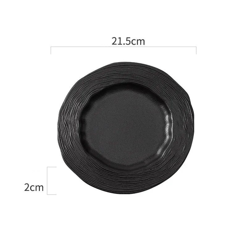 Textured Ceramic Plate with Ripple Rim for Elegant Dining