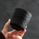 2 Pieces Textured Ceramic Tea Cup, Handleless, Artisan Finish