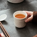2 Pieces Textured Ceramic Tea Cup, Handleless, Artisan Finish