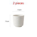 2 Pieces Textured Ceramic Tea Cup, Handleless, Artisan Finish