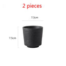 2 Pieces Textured Ceramic Tea Cup, Handleless, Artisan Finish