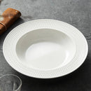 Textured Deep Rim White Ceramic Soup Plate