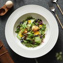 Textured Deep Rim White Ceramic Soup Plate