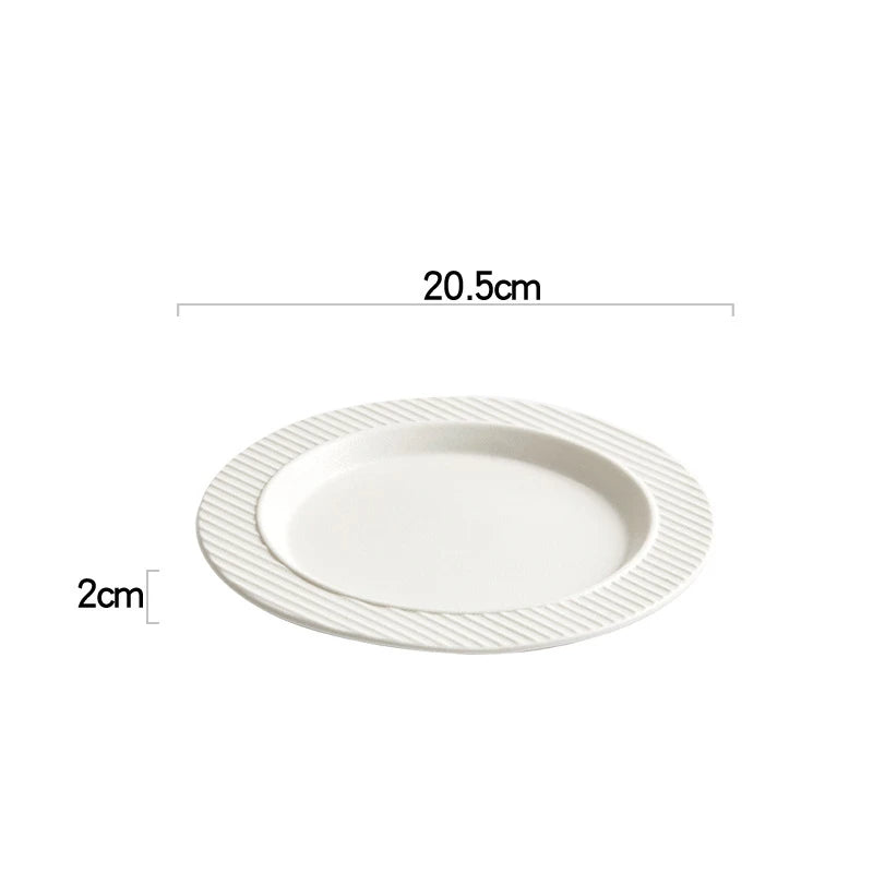 Textured Rim Ceramic Dinner Plate