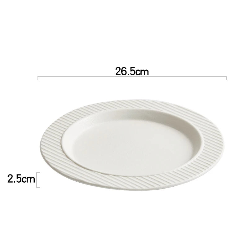 Textured Rim Ceramic Dinner Plate