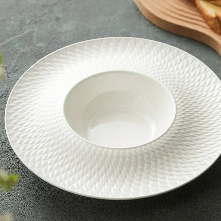 Textured Rim Ceramic Dinner Plate