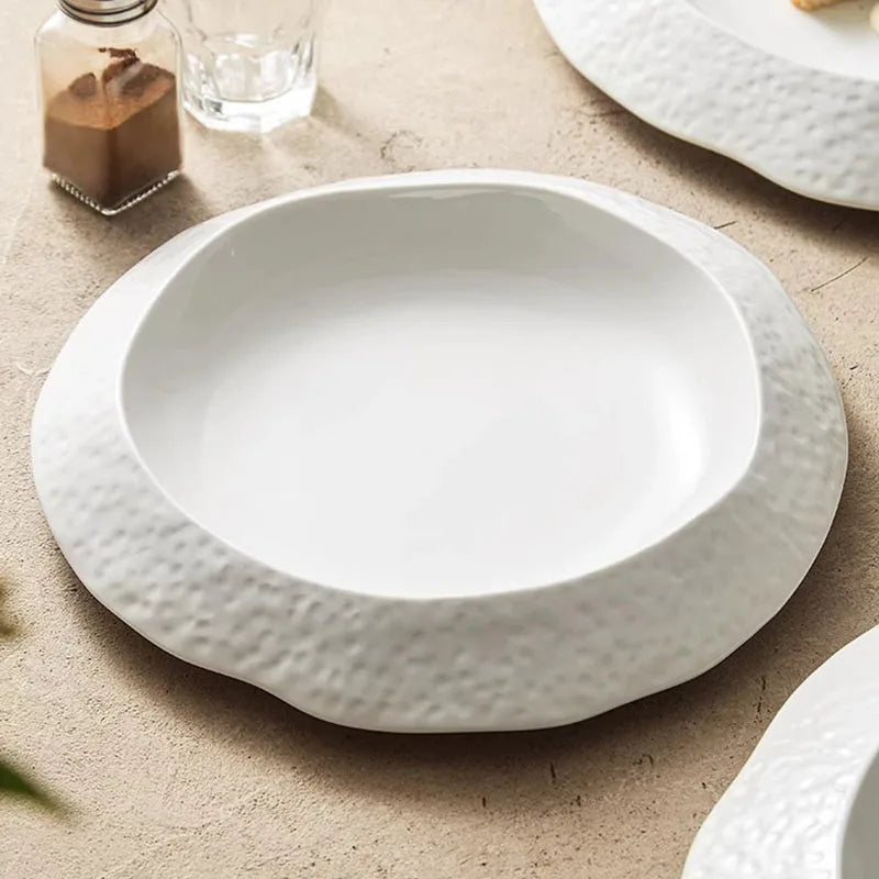 Textured Rim Ceramic Dinner Plate