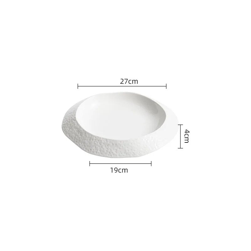 Textured Rim Ceramic Dinner Plate