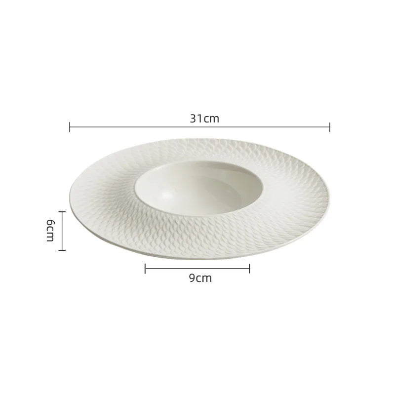 Textured Rim Ceramic Dinner Plate