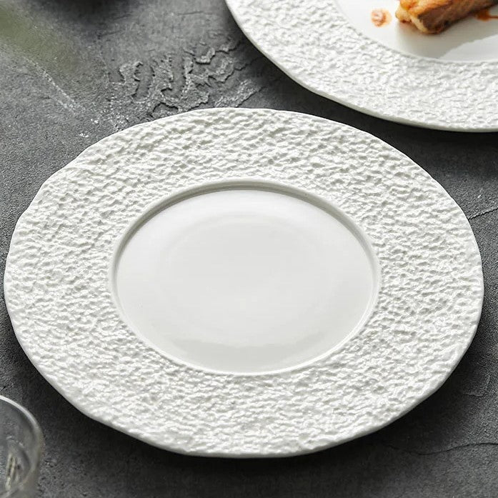 Textured Rim Ceramic Plate