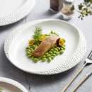 Textured Rim White Ceramic Dinner Plate Enhance Your Dining Experience