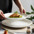 Textured Rim White Ceramic Dinner Plate Enhance Your Dining Experience