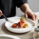 Textured Rim White Ceramic Dinner Plate Enhance Your Dining Experience