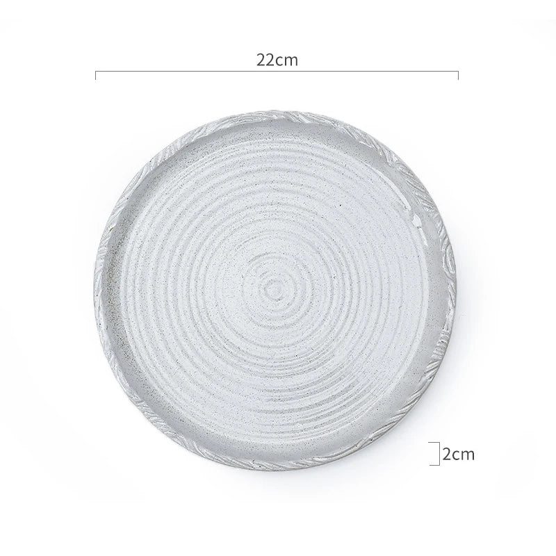 Textured Ripple-Pattern Ceramic Plate