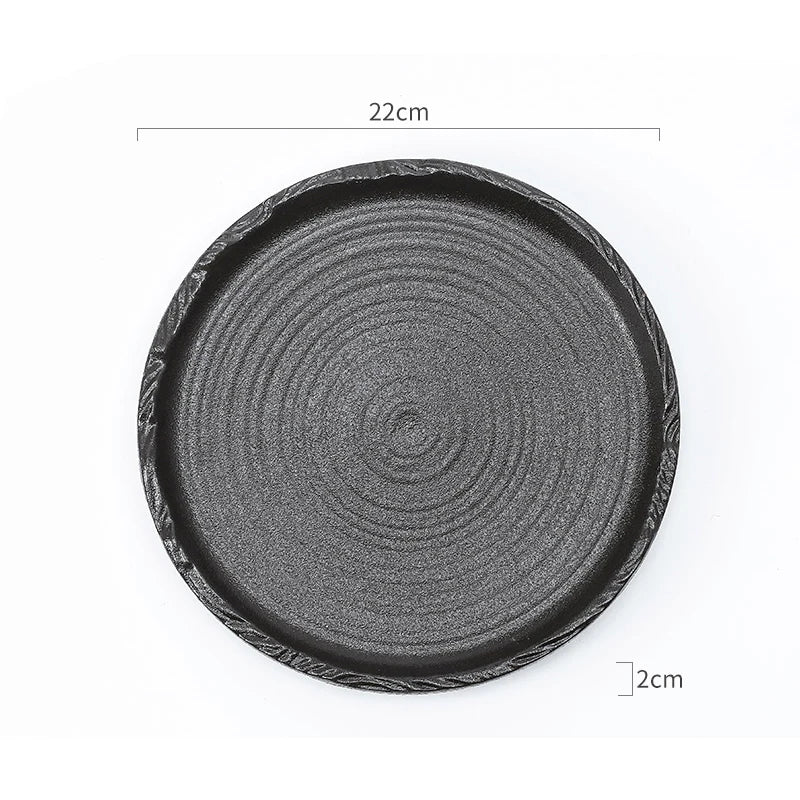 Textured Ripple-Pattern Ceramic Plate