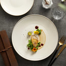 Textured Round White Ceramic Plate with Rim