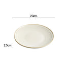 Textured Round White Ceramic Plate with Rim