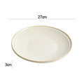 Textured Round White Ceramic Plate with Rim