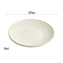 Textured Round White Ceramic Plate with Rim