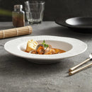 Textured White Ceramic Deep Plate