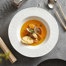 Textured White Ceramic Deep Plate