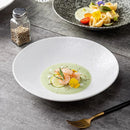 Textured White Ceramic Deep Soup Plate