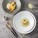 Textured White Ceramic Deep Soup Plate