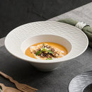 Textured White Ceramic Soup Plate