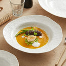 Textured White Ceramic Soup Plate