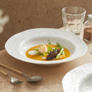 Textured White Ceramic Soup Plate