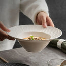Textured White Ceramic Soup Plate