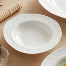 Textured White Ceramic Soup Plate