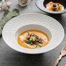 Textured White Ceramic Soup Plate