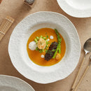 Textured White Ceramic Soup Plate