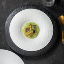 Textured White Wide Rim Ceramic Plate