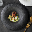 Textured White Wide Rim Ceramic Plate