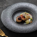 Textured White Wide Rim Ceramic Plate
