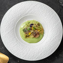 Textured White Wide Rim Ceramic Plate