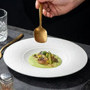 Textured White Wide Rim Ceramic Plate